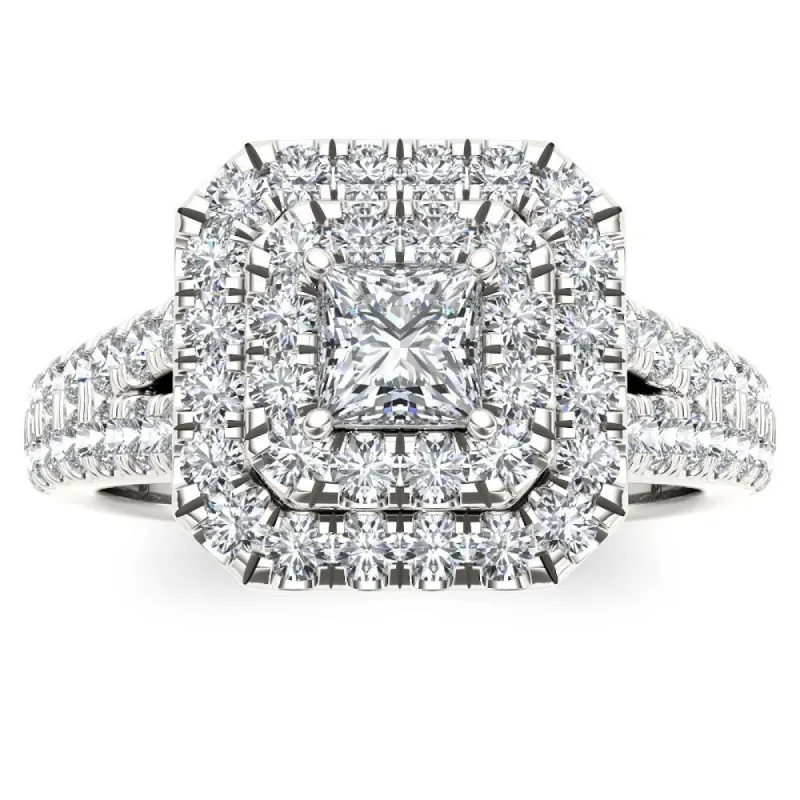 De Couer 14k White Gold 1 1/2ct TDW Diamond Halo Ring sold by Zulily