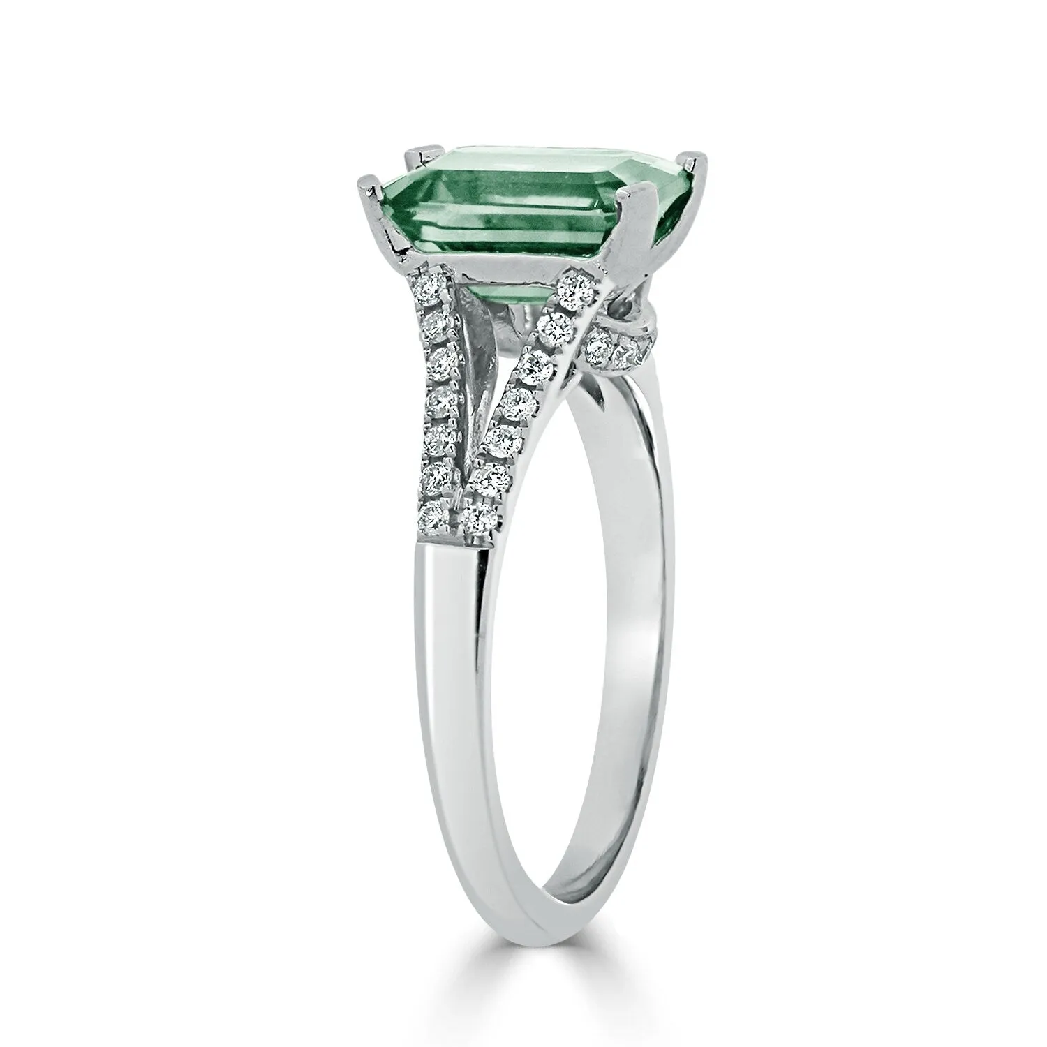 Auriya 1 1/4ct Fancy Emerald-cut Green Amethyst and Diamond Engagement Ring 1/4ctw 14k Gold sold by Zulily product image thumbnail 4