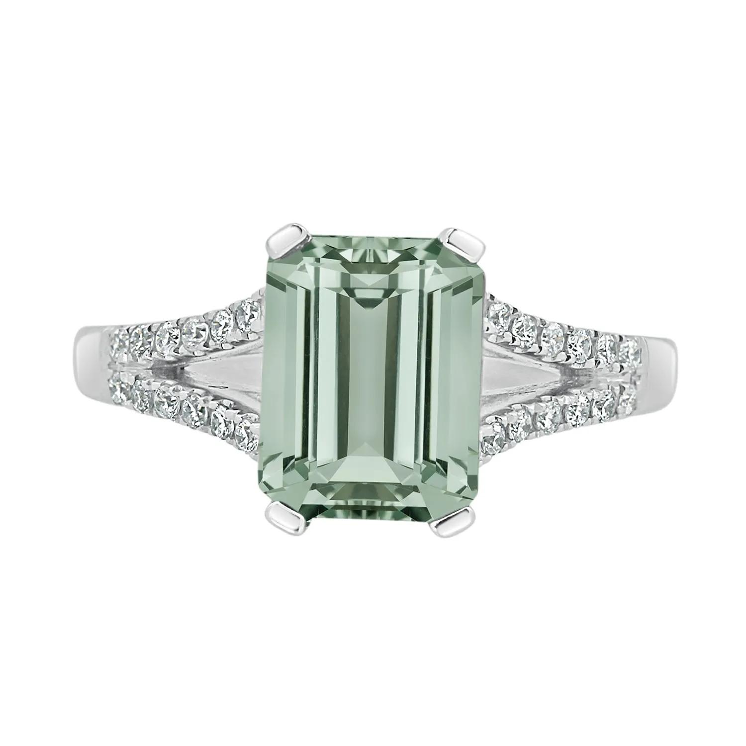 Auriya 1 1/4ct Fancy Emerald-cut Green Amethyst and Diamond Engagement Ring 1/4ctw 14k Gold sold by Zulily product image thumbnail 2