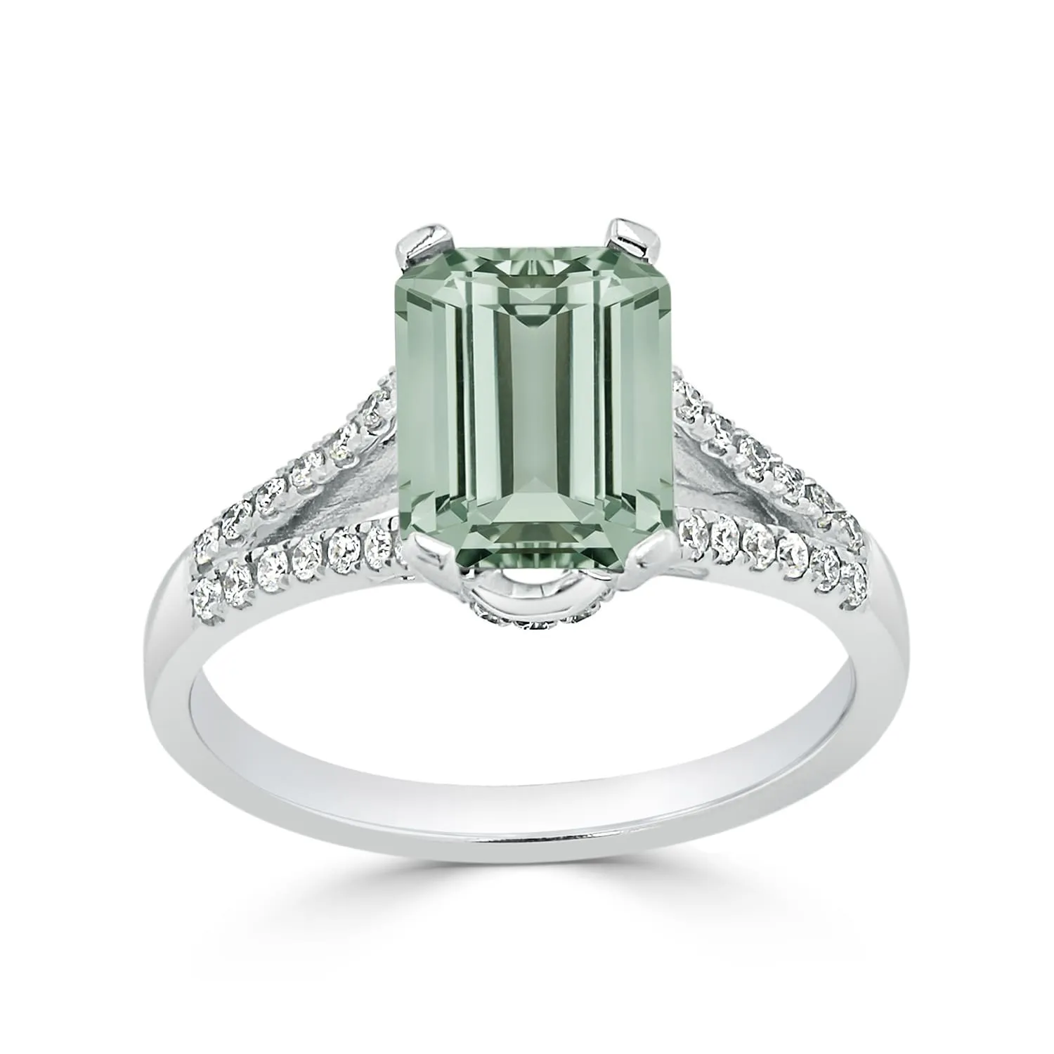 Auriya 1 1/4ct Fancy Emerald-cut Green Amethyst and Diamond Engagement Ring 1/4ctw 14k Gold sold by Zulily product image thumbnail 3