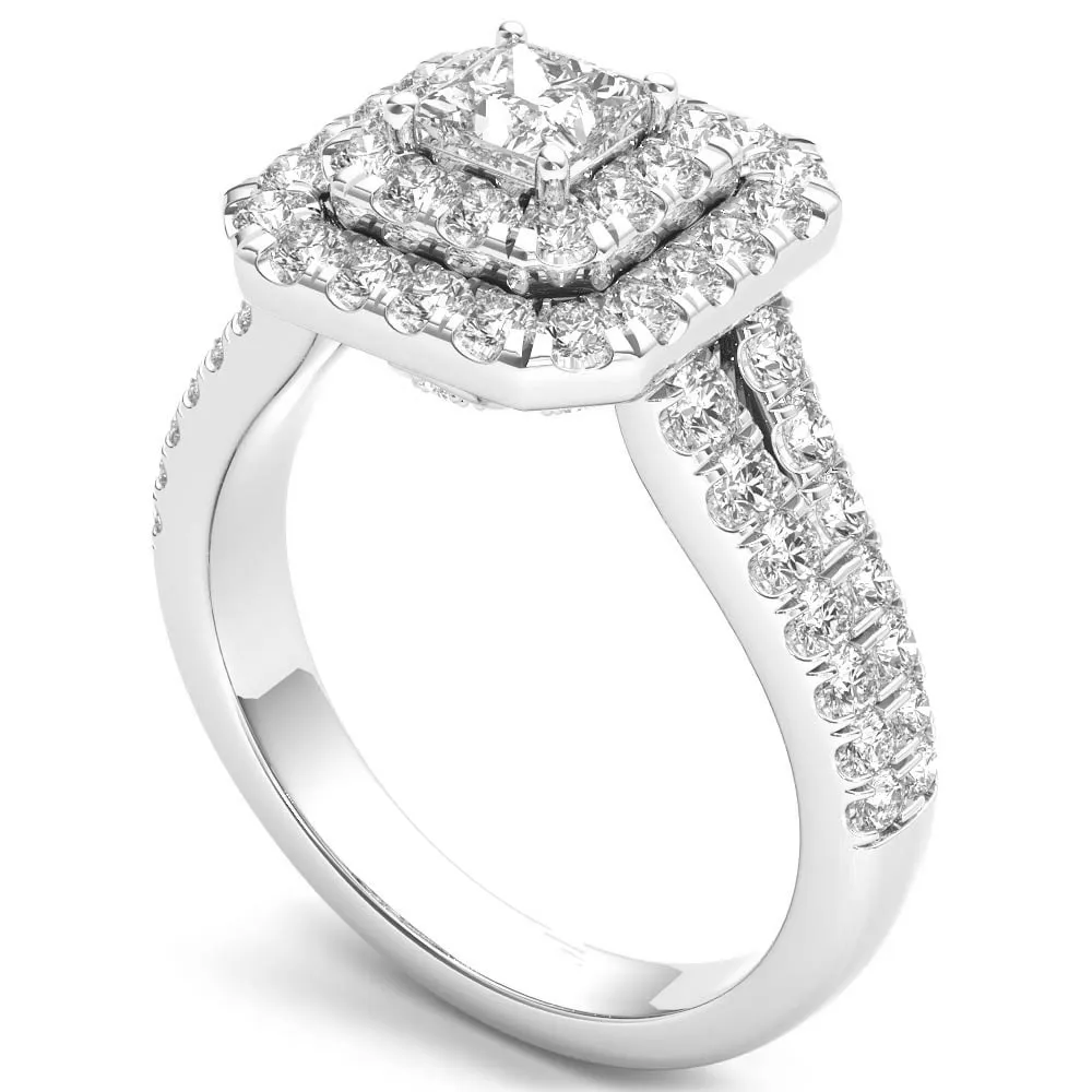 De Couer 14k White Gold 1 1/2ct TDW Diamond Halo Ring sold by Zulily product image thumbnail 2