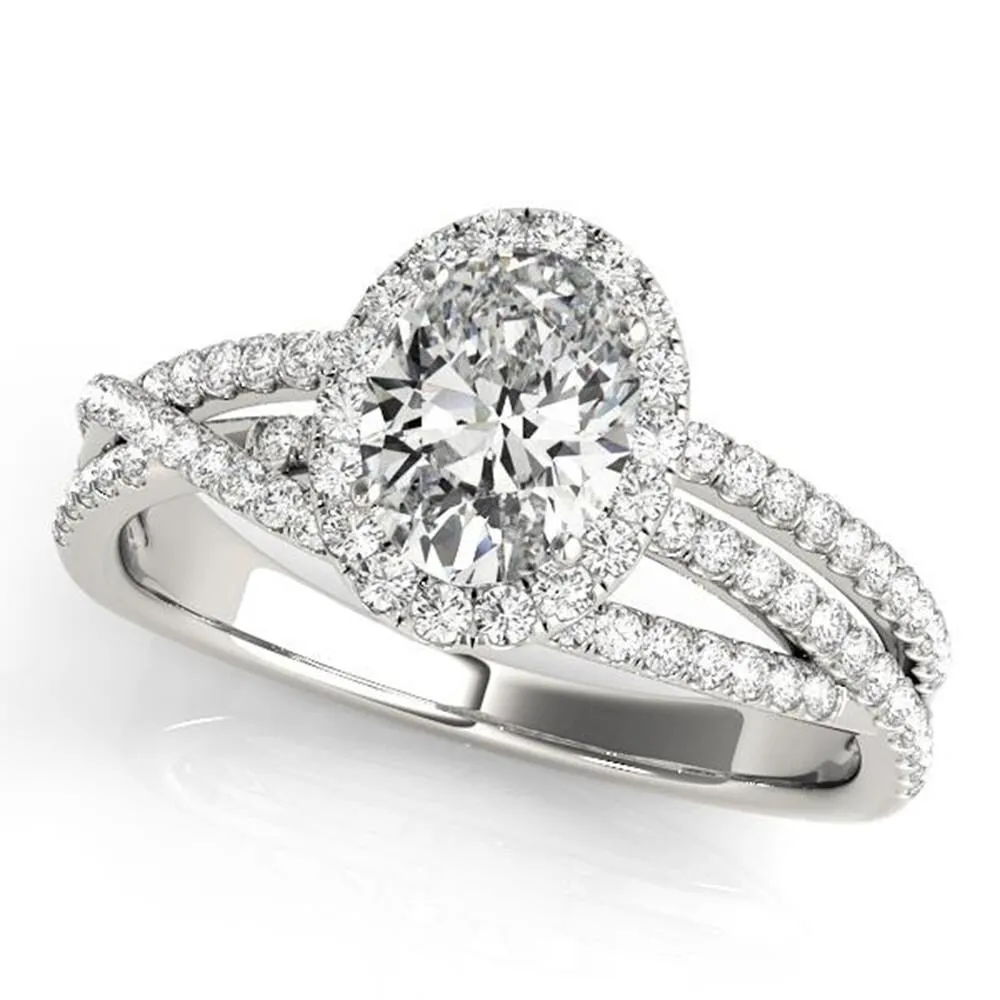 Auriya 14k Gold 1 carat Round Moissanite and 3/8ctw Halo Diamond Engagement Ring sold by Zulily
