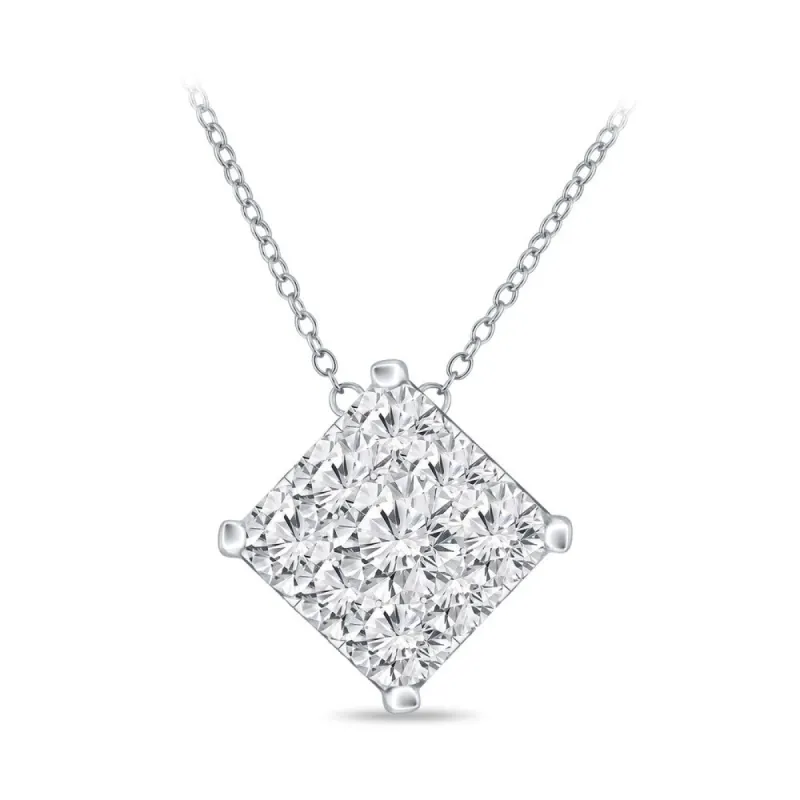 14k Gold Square Shaped 1/2ct TDW Pave Diamond Necklace by Auriya (H-I, I1-I2) sold by Zulily