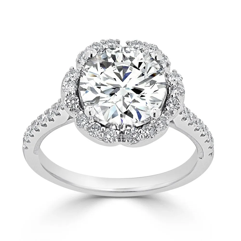 Round 2ct Moissanite and 3/8ct TDW Diamond Halo Engagement Ring sold by Zulily product image thumbnail 2