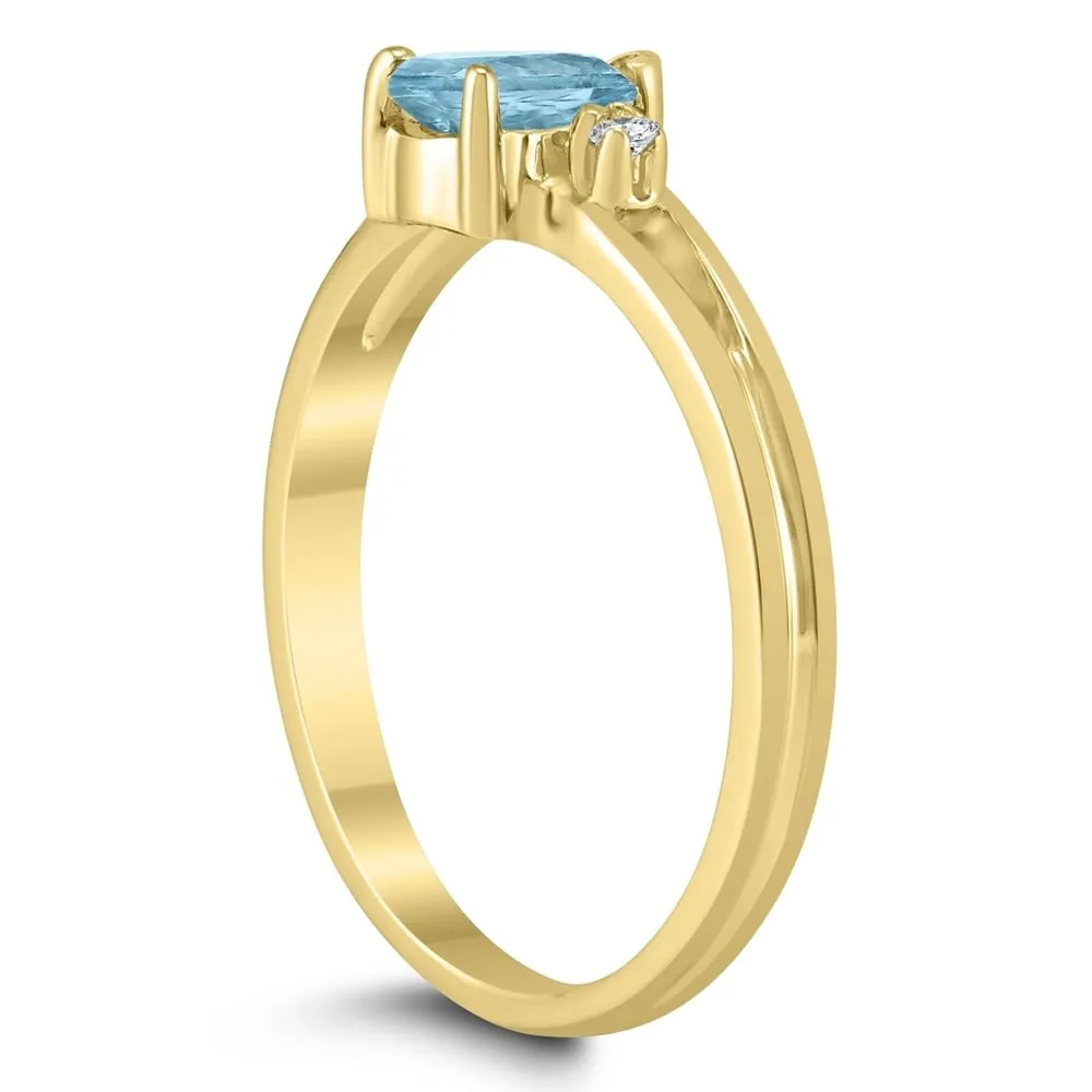 6X4MM Aquamarine and Diamond Pear Shaped Open Three Stone Ring in 10K Yellow Gold sold by Zulily product image thumbnail 2