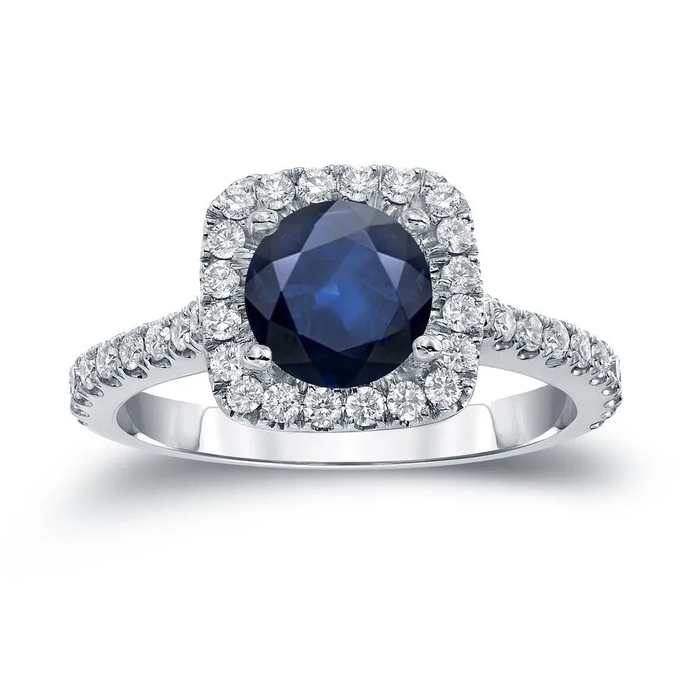 Auriya 14k Gold 1ct Blue Sapphire Halo Diamond Engagement Ring 2/5cttw sold by Zulily