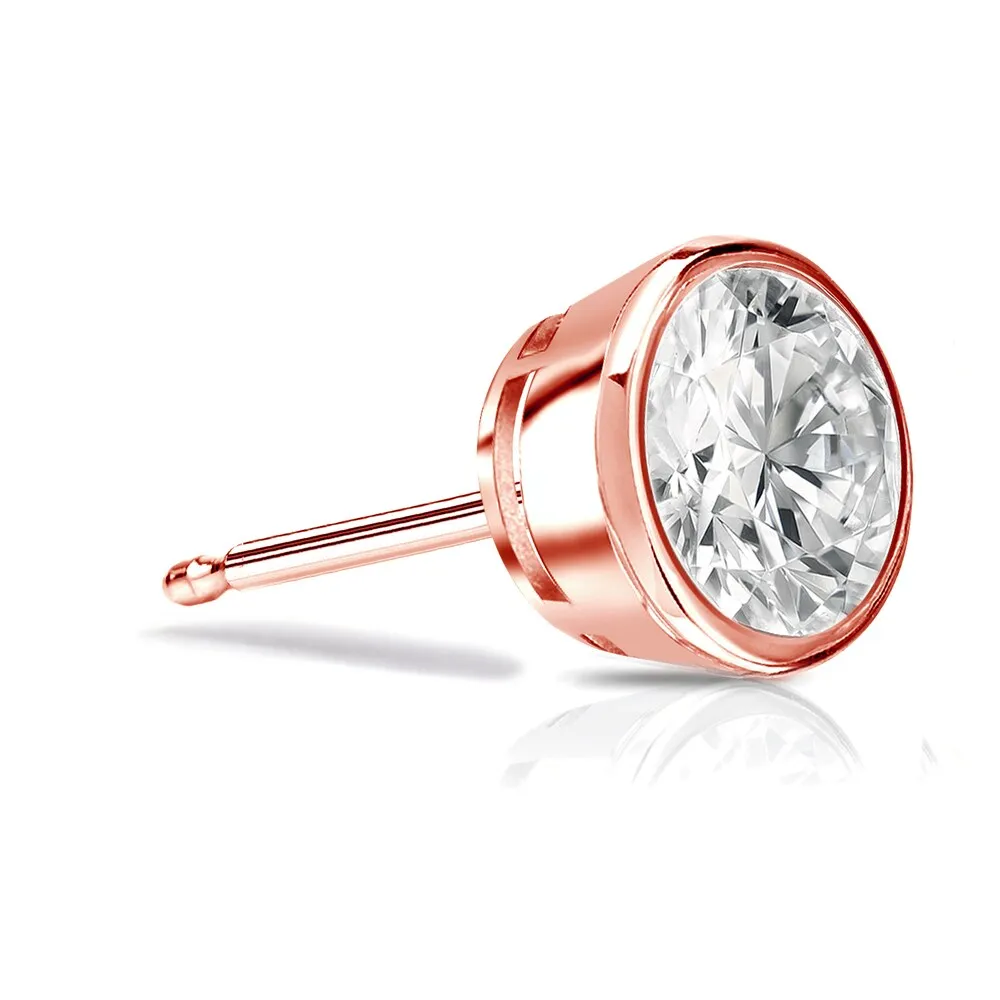Auriya 14k Gold 1ct TDW Bezel-Set Round SINGLE STUD (1) Diamond Earring sold by Zulily product image thumbnail 3