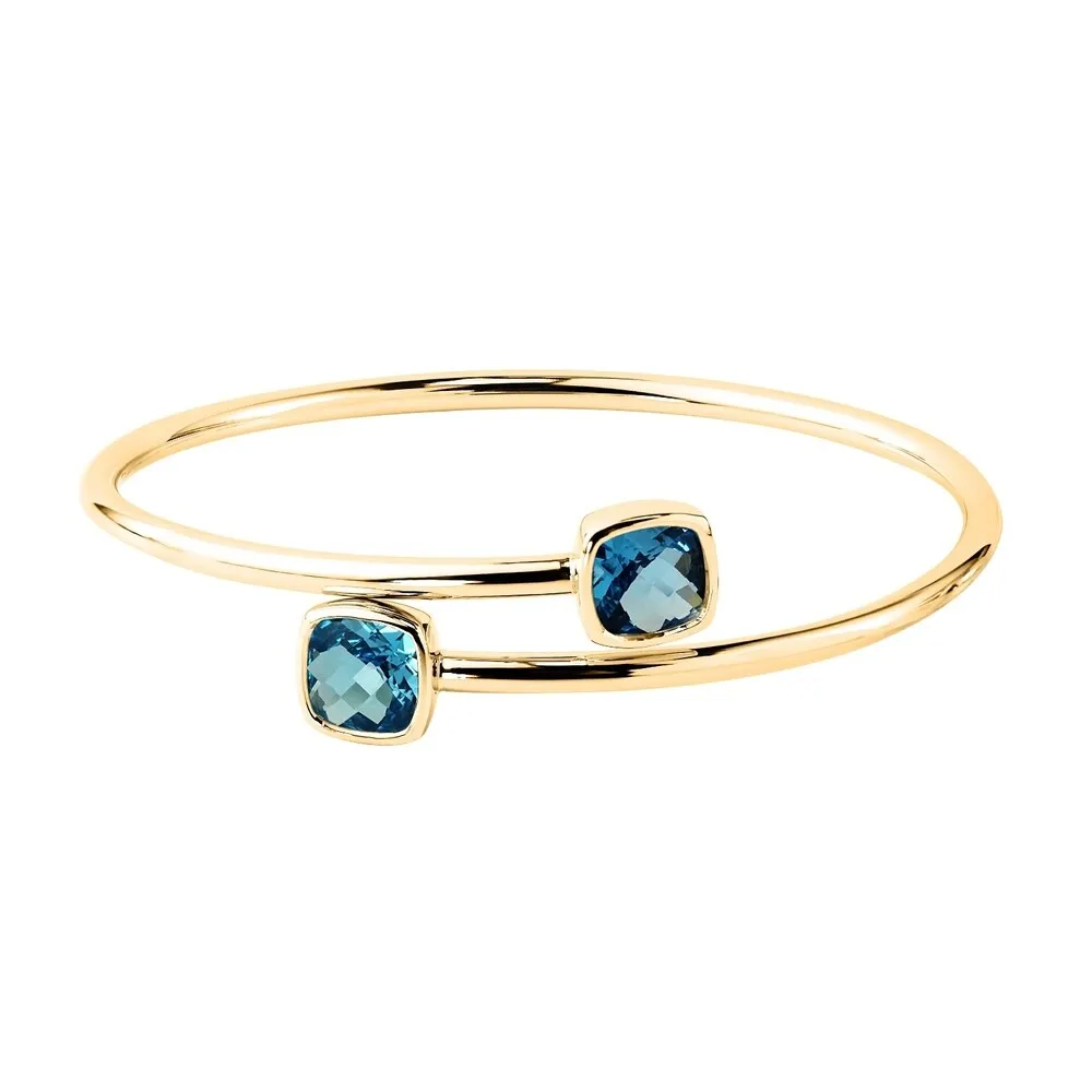 Stackable 4ct Cushion-cut Swiss Blue Topaz Bypass Bangle Bracelet by Auriya in Gold over Silver sold by Zulily product image thumbnail 2