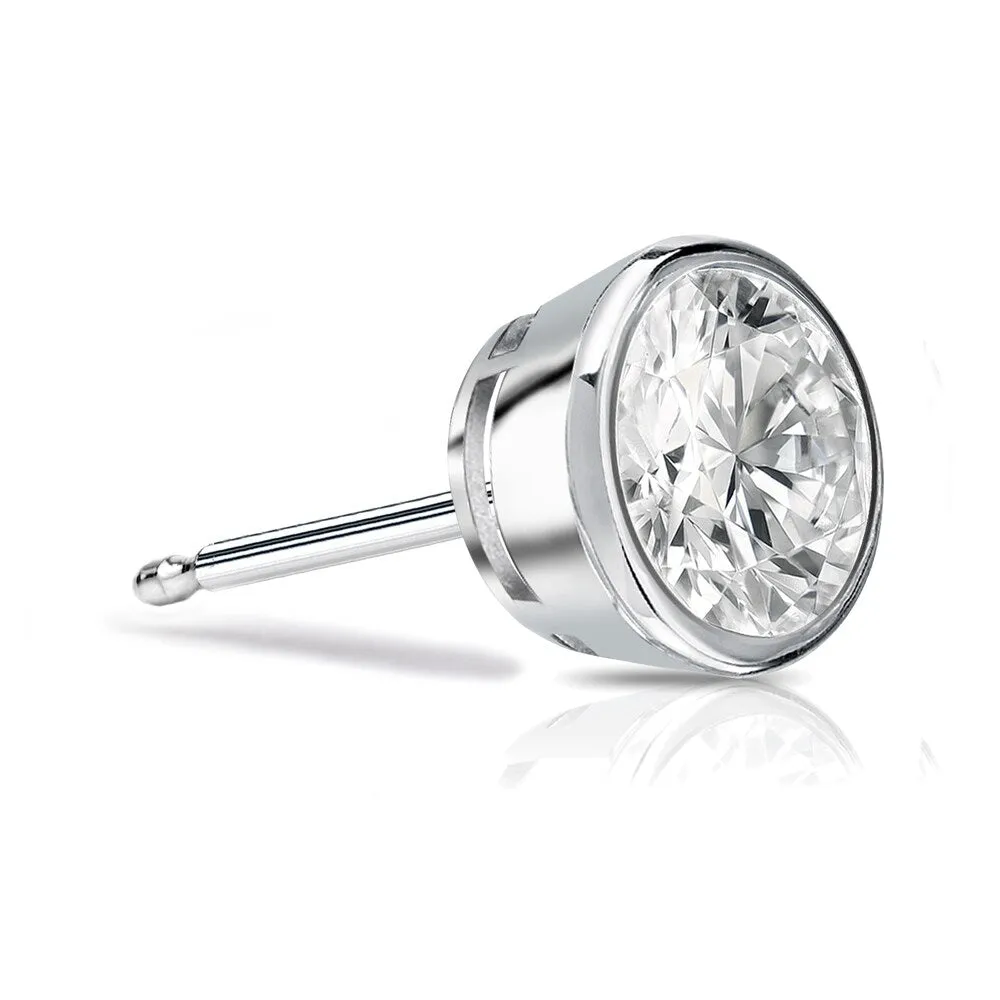 Auriya 14k Gold 1ct TDW Bezel-Set Round SINGLE STUD (1) Diamond Earring sold by Zulily product image thumbnail 2