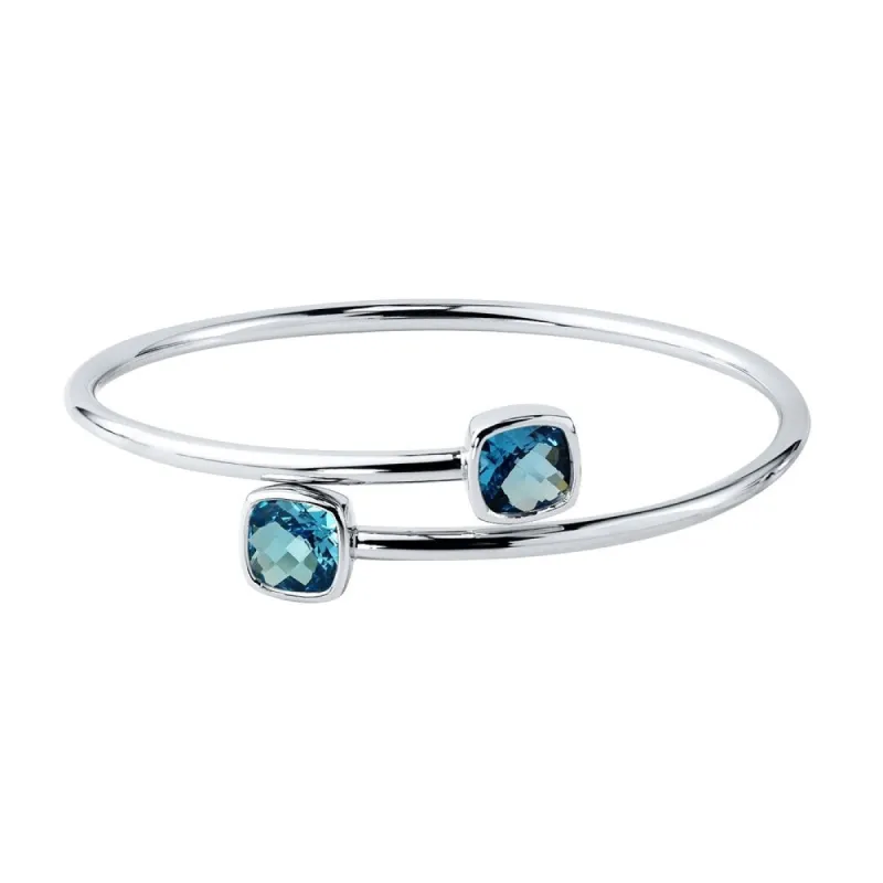 Stackable 4ct Cushion-cut Swiss Blue Topaz Bypass Bangle Bracelet by Auriya in Gold over Silver sold by Zulily