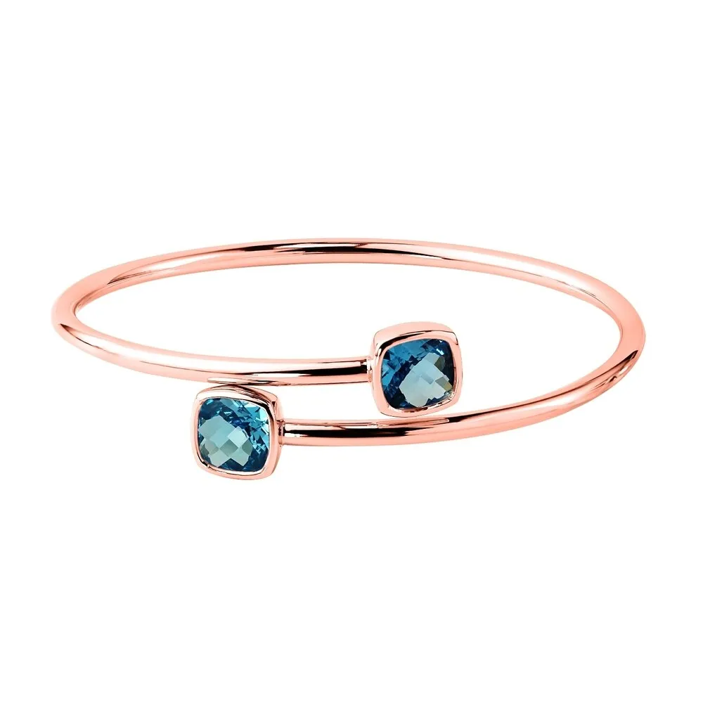 Stackable 4ct Cushion-cut Swiss Blue Topaz Bypass Bangle Bracelet by Auriya in Gold over Silver sold by Zulily product image thumbnail 3