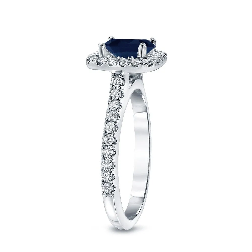 Auriya 14k Gold 1ct Blue Sapphire Halo Diamond Engagement Ring 2/5cttw sold by Zulily product image thumbnail 4