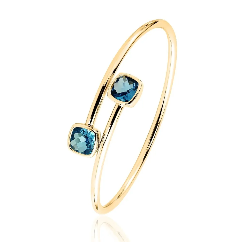 Stackable 4ct Cushion-cut Swiss Blue Topaz Bypass Bangle Bracelet by Auriya in Gold over Silver sold by Zulily product image thumbnail 5