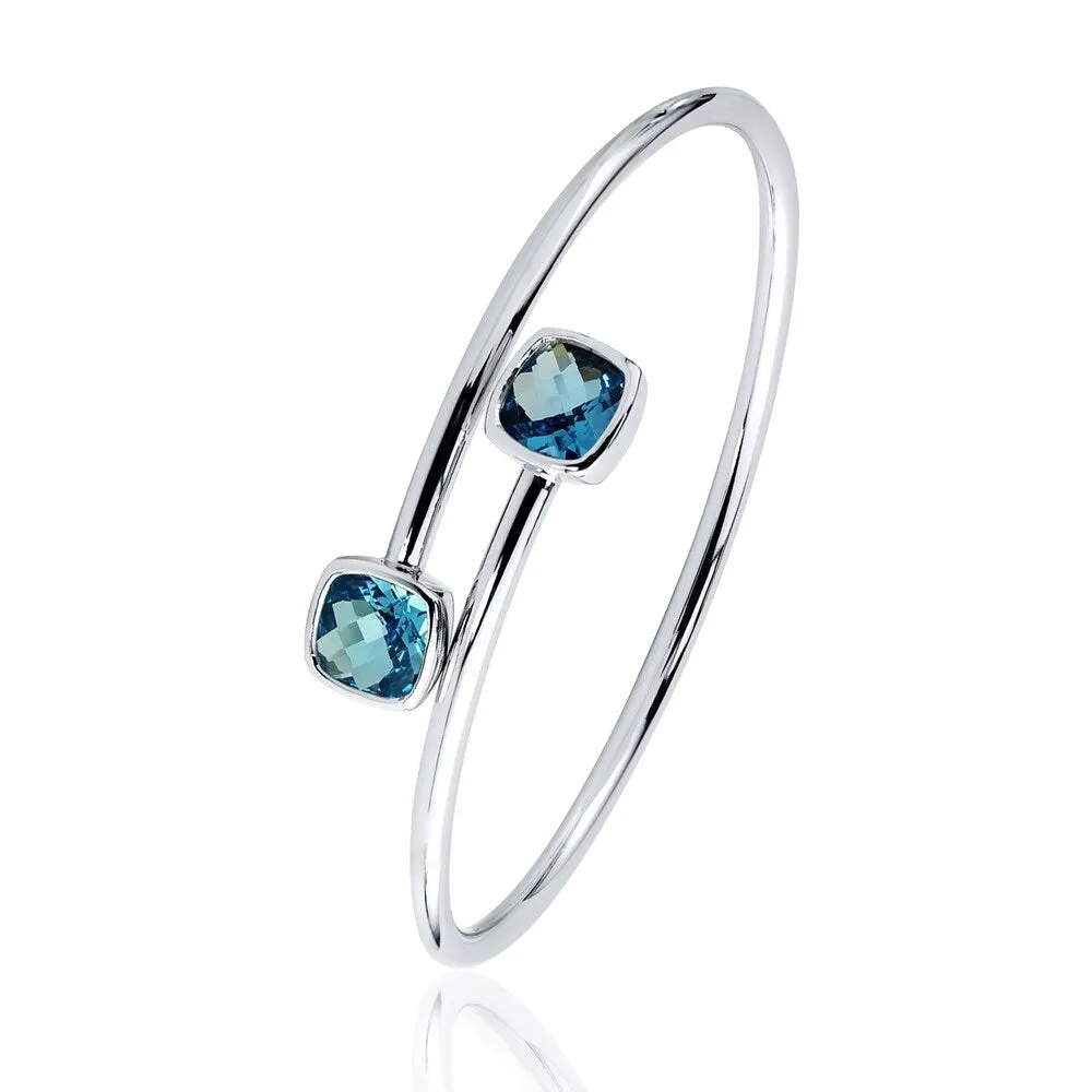 Stackable 4ct Cushion-cut Swiss Blue Topaz Bypass Bangle Bracelet by Auriya in Gold over Silver sold by Zulily product image thumbnail 4