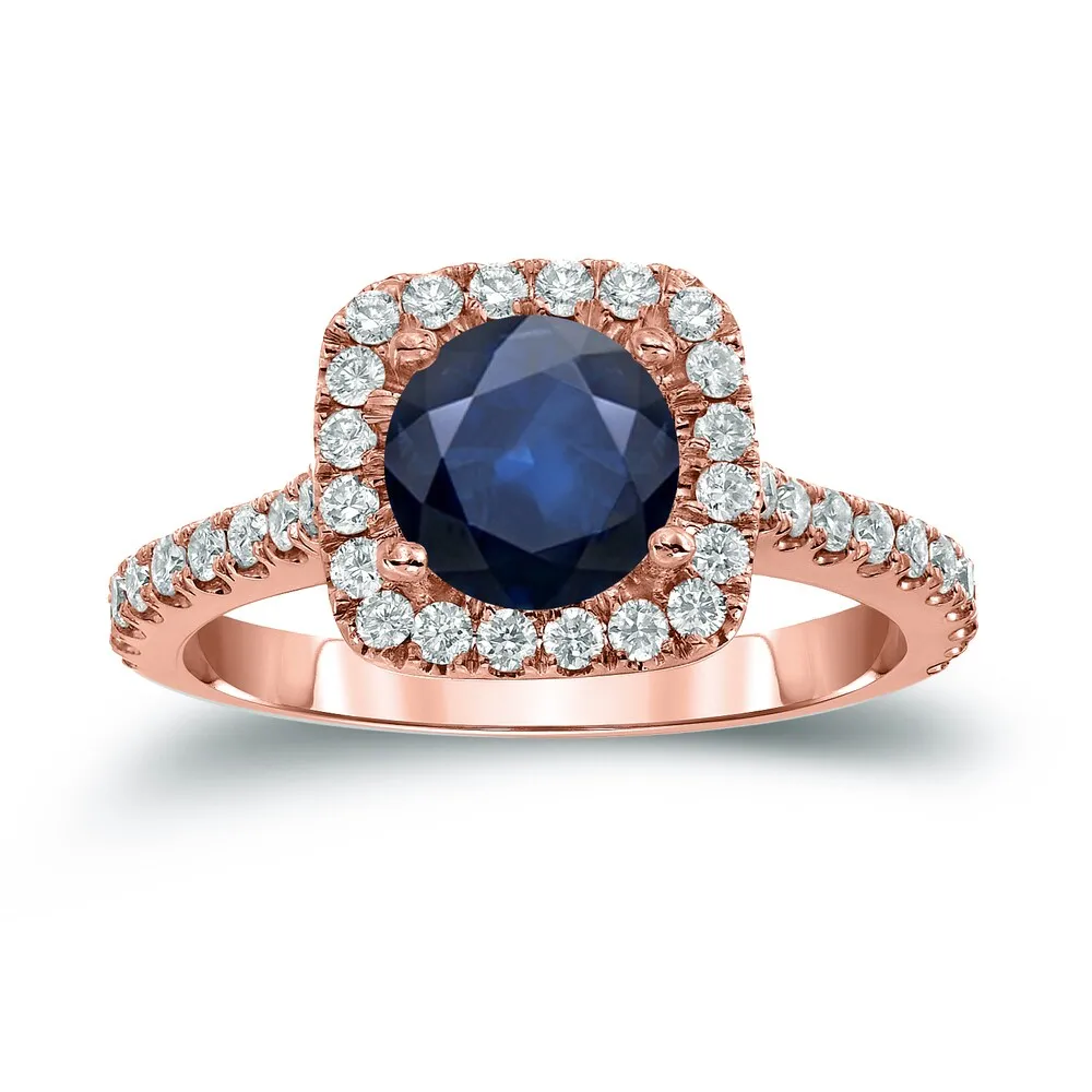 Auriya 14k Gold 1ct Blue Sapphire Halo Diamond Engagement Ring 2/5cttw sold by Zulily product image thumbnail 3