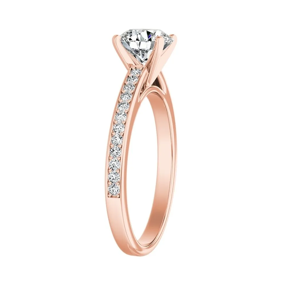 Auriya 14k Gold 4ct Round Moissanite and Diamond Engagement Ring 1/6ctw sold by Zulily product image thumbnail 5