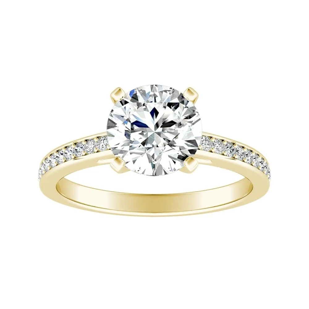 Auriya 14k Gold 4ct Round Moissanite and Diamond Engagement Ring 1/6ctw sold by Zulily product image thumbnail 3