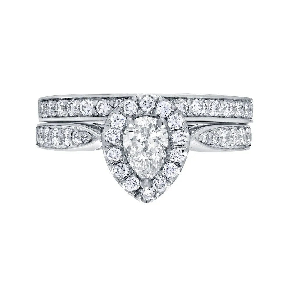 14k Gold 1ct TDW Pear Shaped Diamond Halo Engagement Ring Set by Auriya sold by Zulily product image thumbnail 4