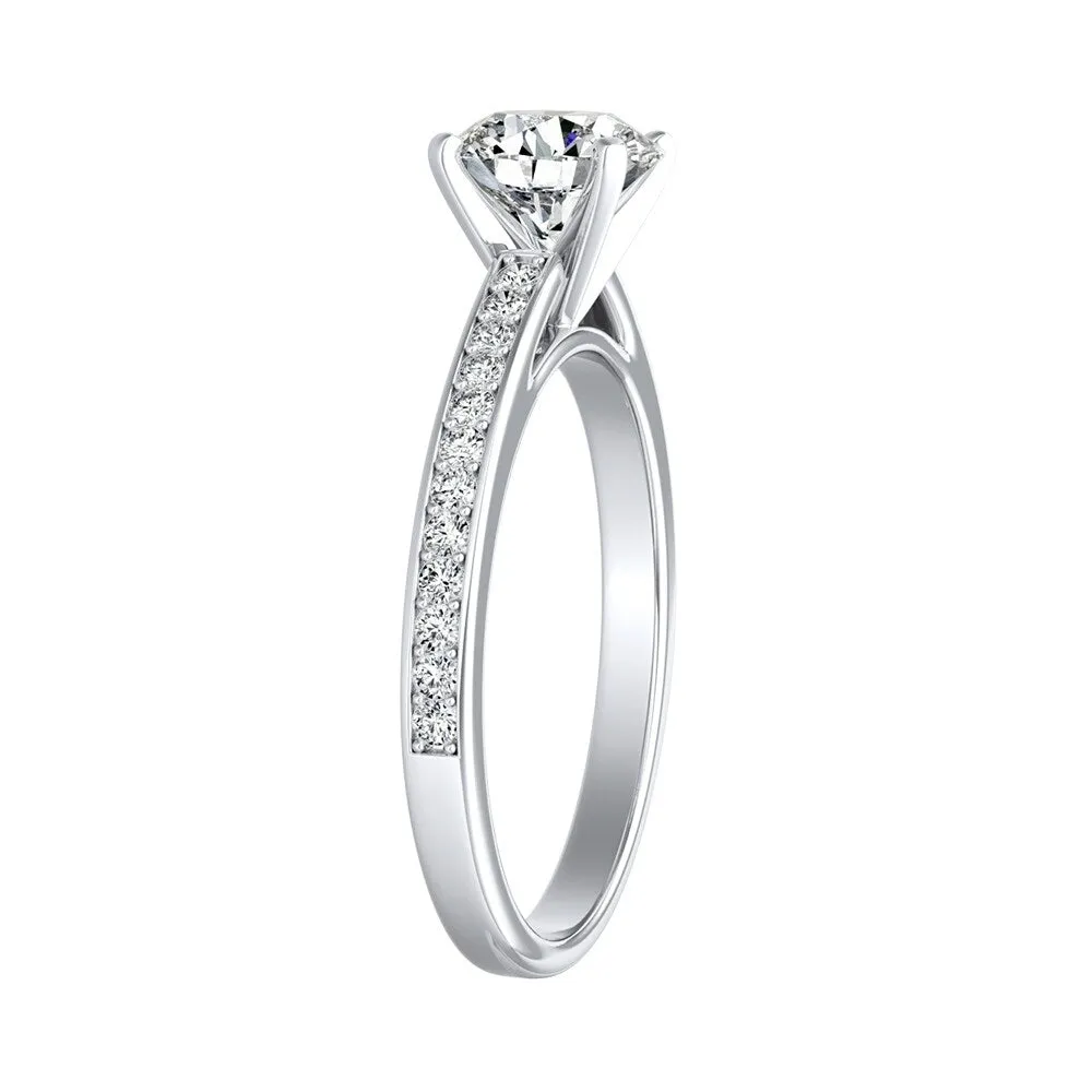 Auriya 14k Gold 4ct Round Moissanite and Diamond Engagement Ring 1/6ctw sold by Zulily product image thumbnail 4