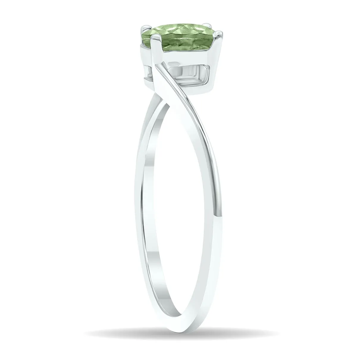 Women's Solitaire Green Amethyst Wave Ring in 10K White Gold sold by Zulily product image thumbnail 2