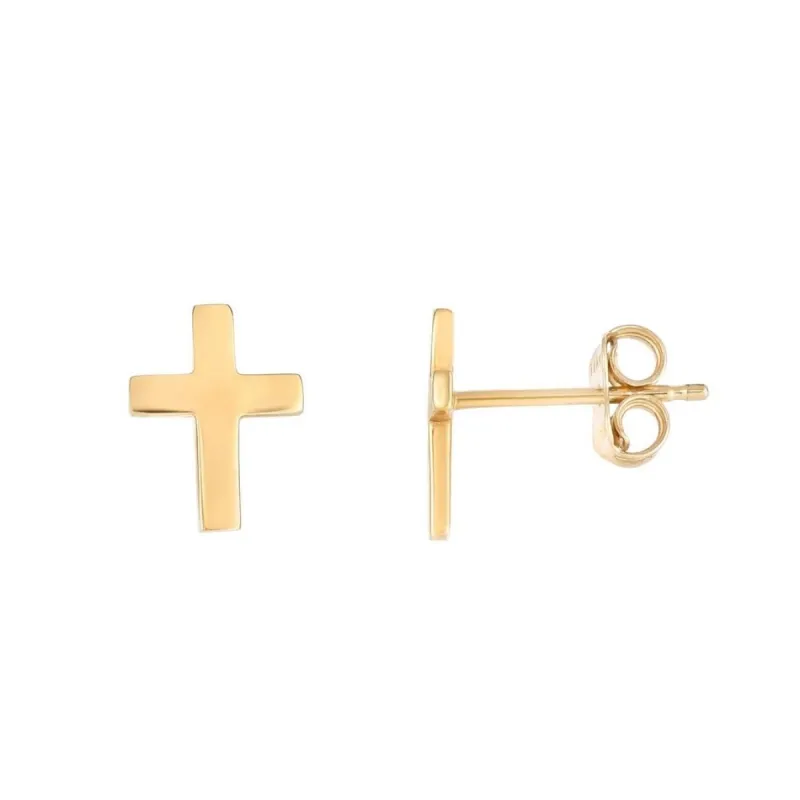 Curata 14k Yellow Gold 7x5mm Classic Polished Small Cross Stud Earrings sold by Zulily
