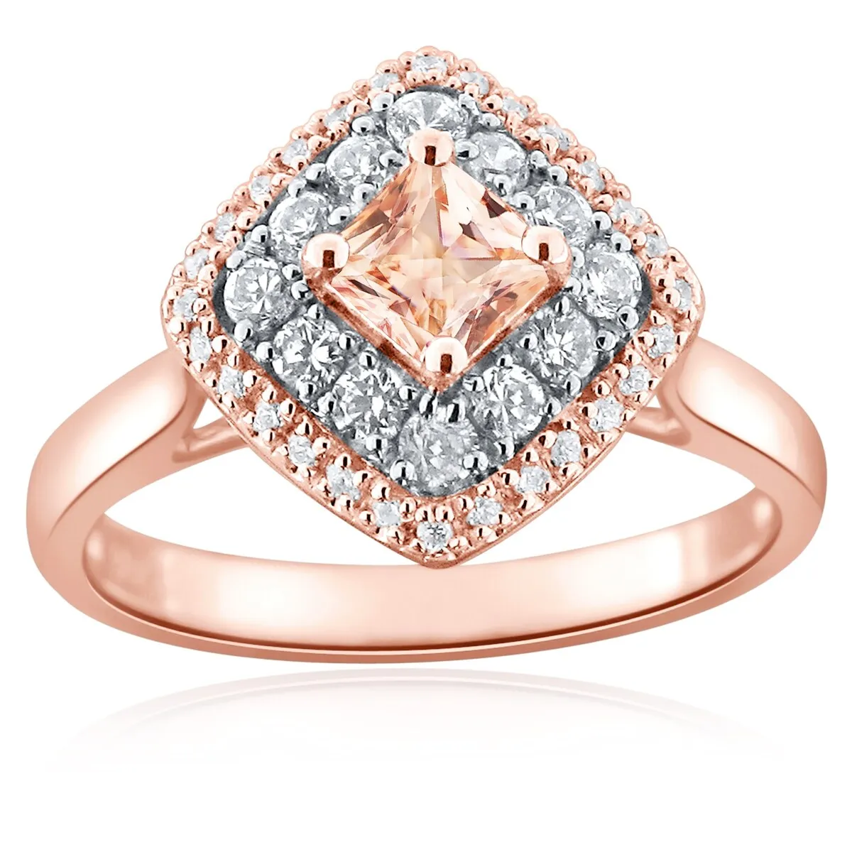 Auriya 3/4ct Cushion Morganite and 3/8ctw Halo Diamond Engagement Ring 10-karat Rose Gold sold by Zulily product image thumbnail 2