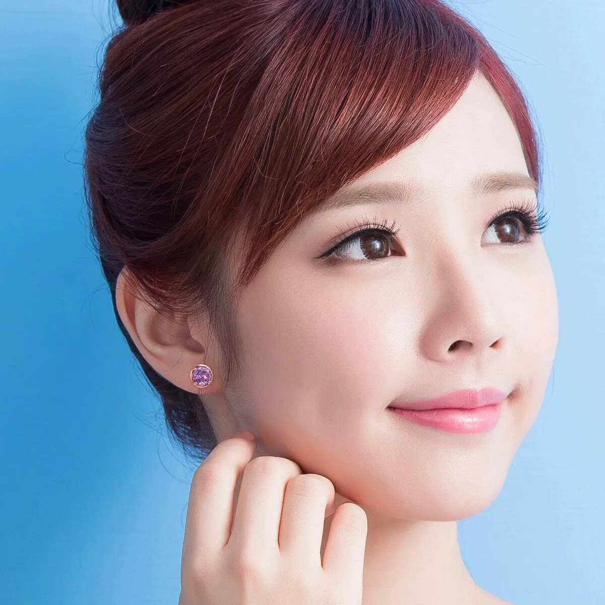 Miadora 14k Rose Gold Amethyst Stud Earrings sold by Zulily product image thumbnail 4