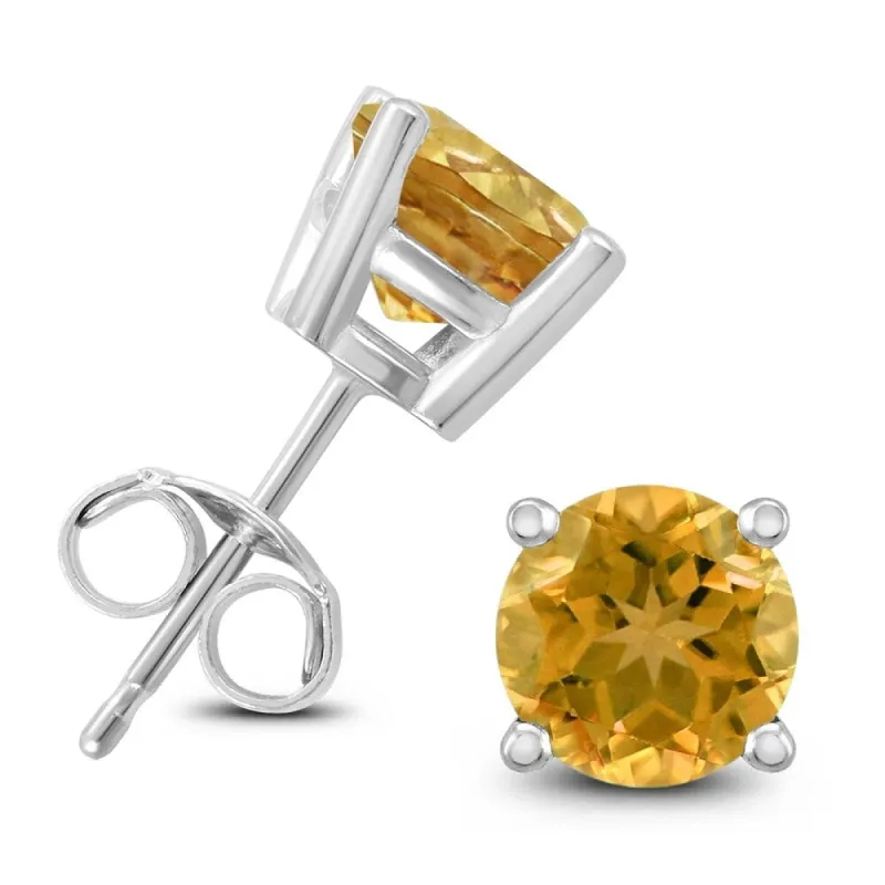 14K White Gold 7MM Round Citrine Earrings sold by Zulily