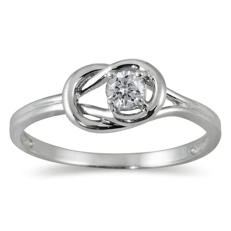 1/6 Carat Diamond Love Knot Ring in 10K White Gold sold by Zulily