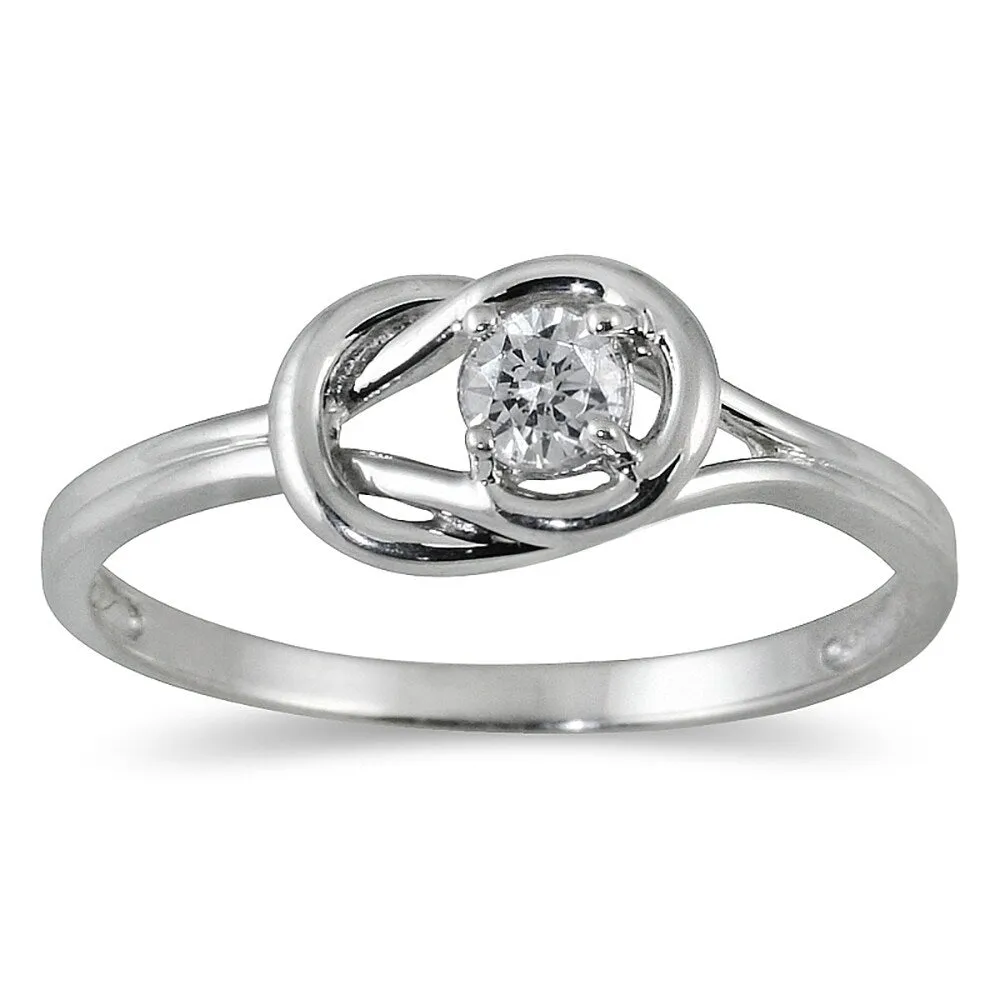 1/6 Carat Diamond Love Knot Ring in 10K White Gold sold by Zulily