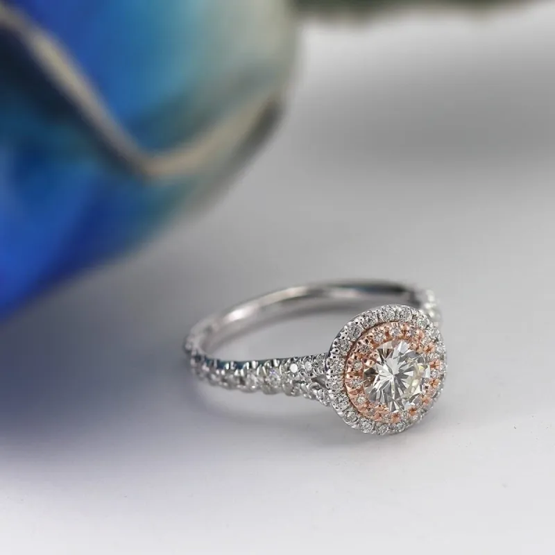 Auriya 14k Gold 2ctw Double Halo Diamond Engagement Ring 14k Two-Tone Gold Certified sold by Zulily