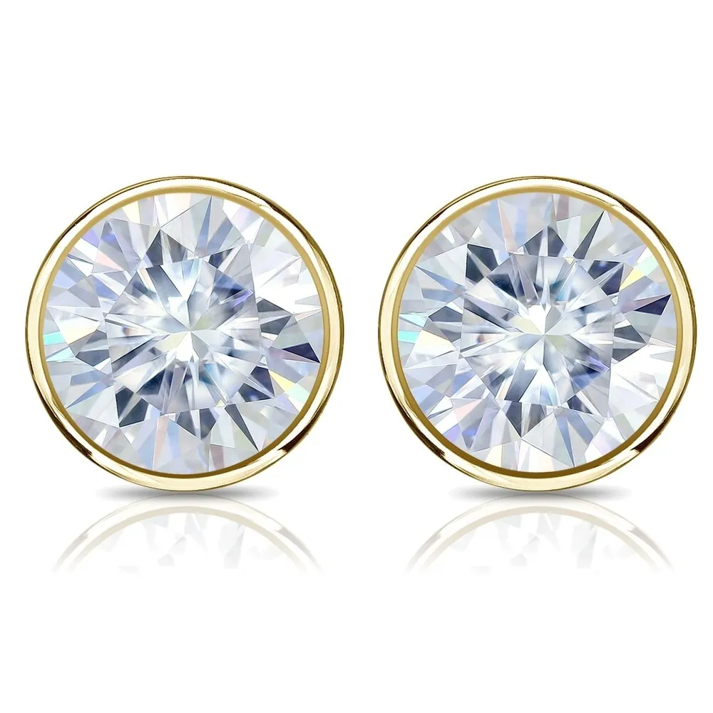 Auriya 18k Gold 5ctw Bezel-set Round Moissanite Stud Earrings sold by Zulily product image thumbnail 4