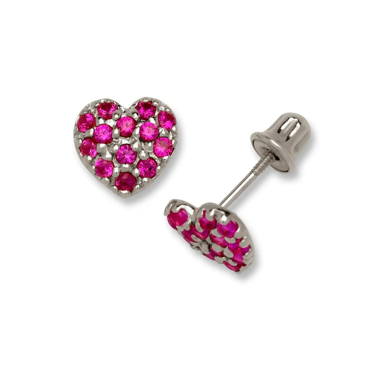 Curata 14K Gold Pink or Red Cubic Zirconia Heart Stud Screw Back Earrings sold by Zulily