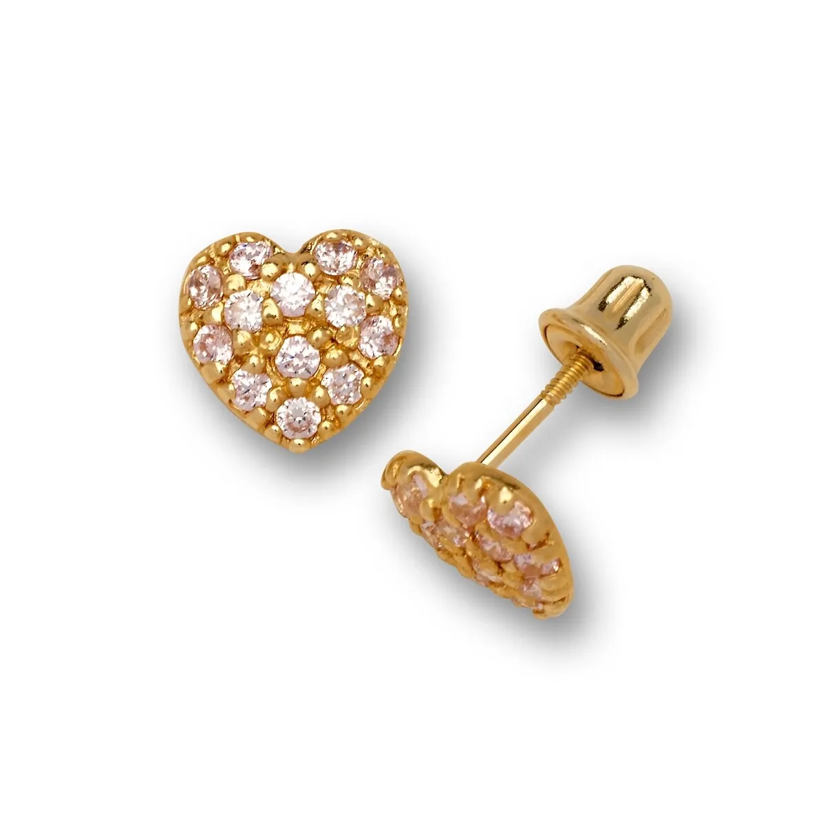 Curata 14K Gold Pink or Red Cubic Zirconia Heart Stud Screw Back Earrings sold by Zulily product image thumbnail 4