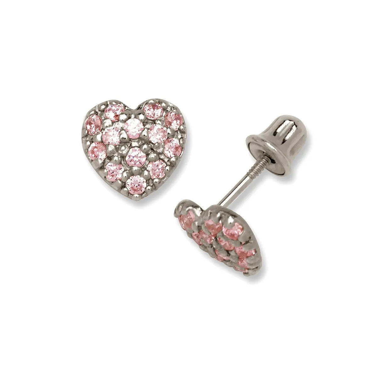 Curata 14K Gold Pink or Red Cubic Zirconia Heart Stud Screw Back Earrings sold by Zulily product image thumbnail 2