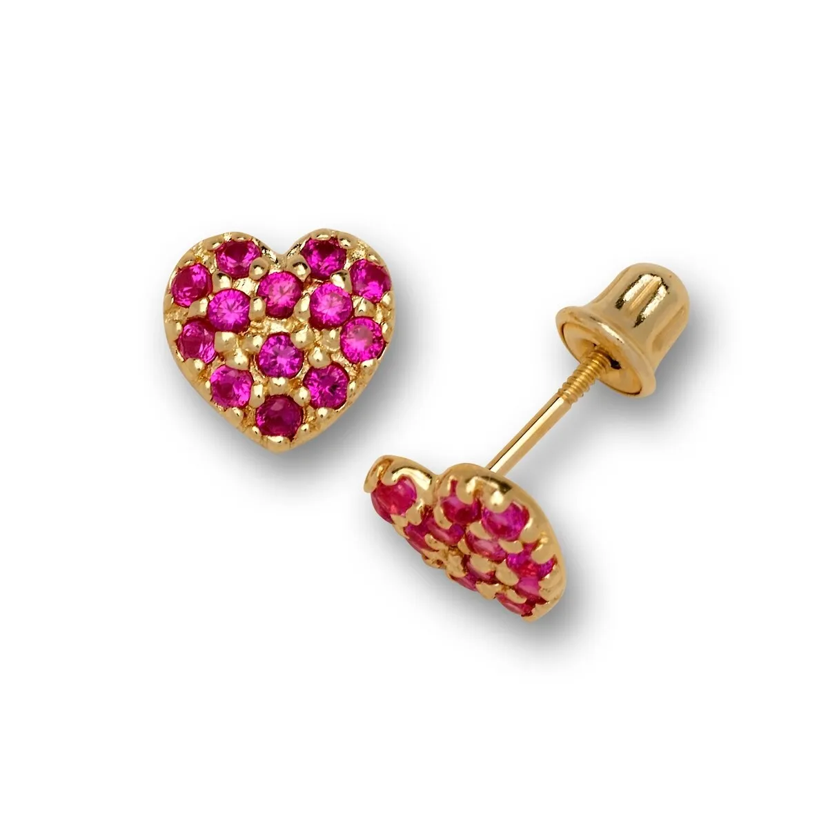 Curata 14K Gold Pink or Red Cubic Zirconia Heart Stud Screw Back Earrings sold by Zulily product image thumbnail 5