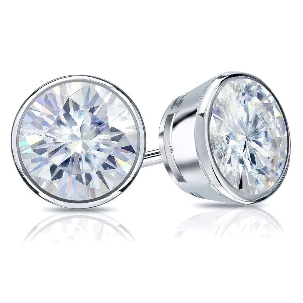Auriya 18k Gold 5ctw Bezel-set Round Moissanite Stud Earrings sold by Zulily