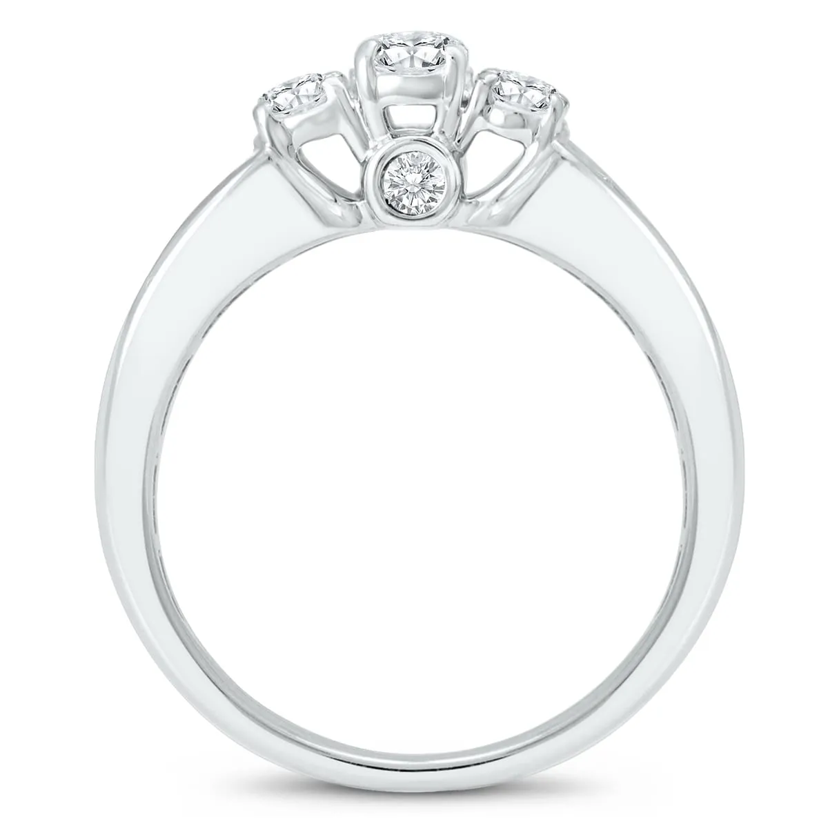 1 1/2 Carat TW Oval Diamond Three Stone Ring in 14K White Gold sold by Zulily product image thumbnail 3