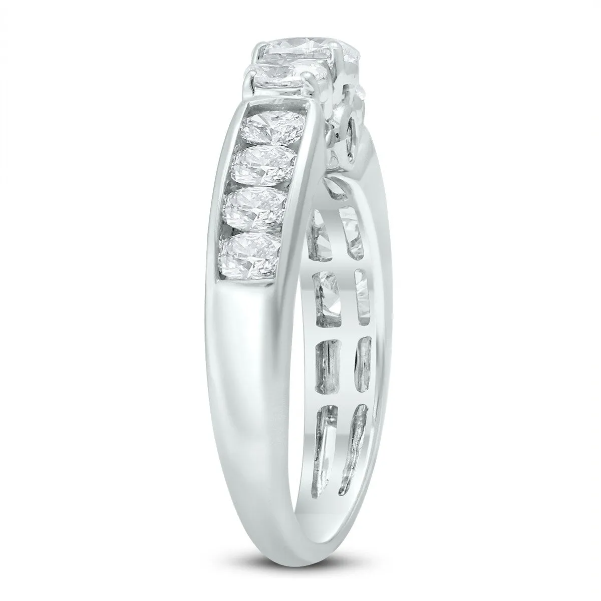 1 1/2 Carat TW Oval Diamond Three Stone Ring in 14K White Gold sold by Zulily product image thumbnail 2
