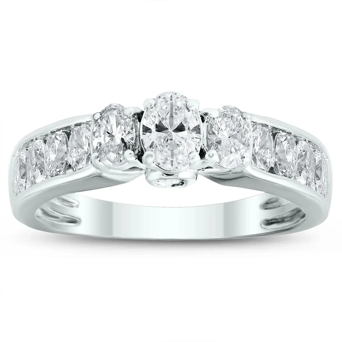 1 1/2 Carat TW Oval Diamond Three Stone Ring in 14K White Gold sold by Zulily