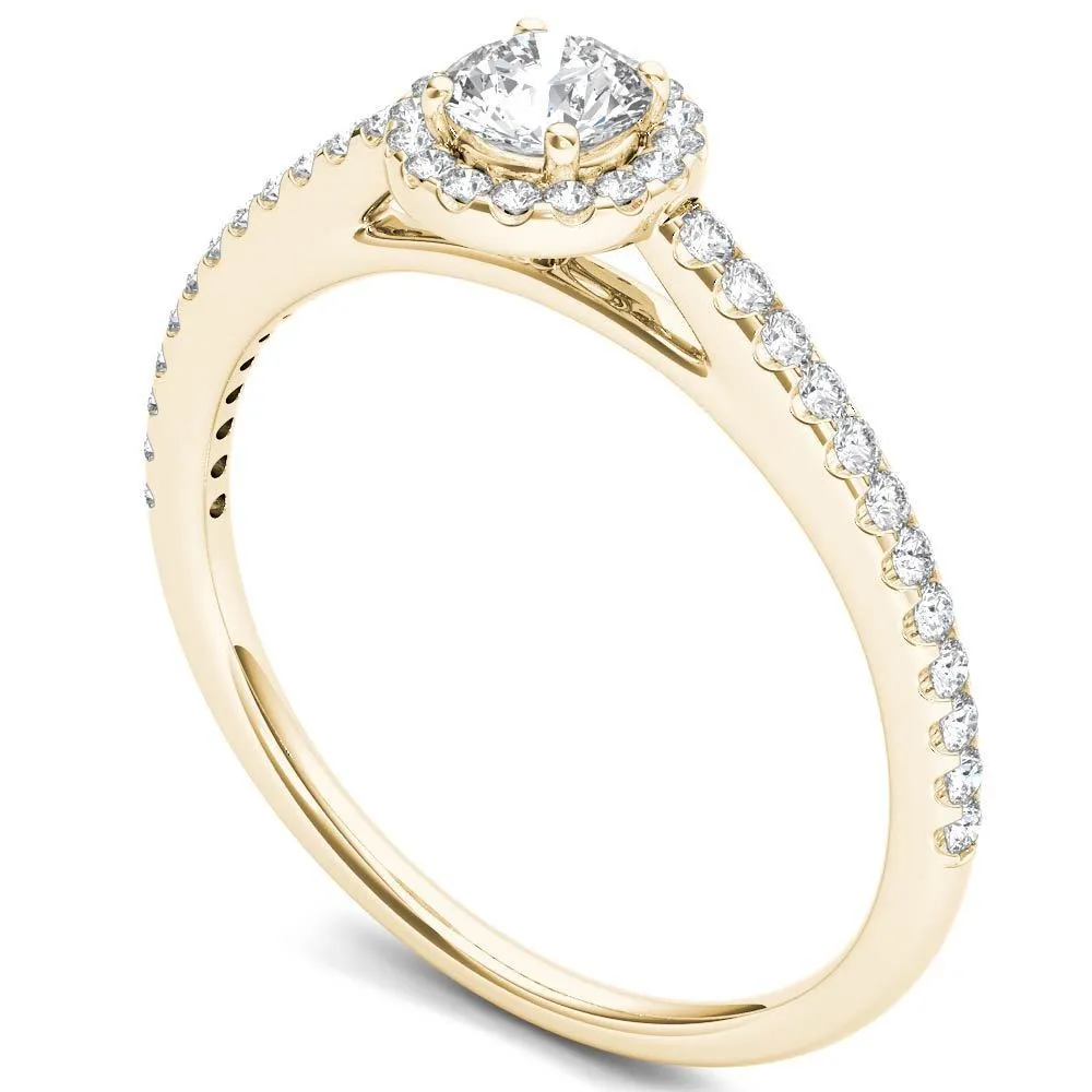 De Couer IGI Certified 14k Yellow Gold 1/2ct TDW Diamond Halo Engagement Ring sold by Zulily product image thumbnail 2