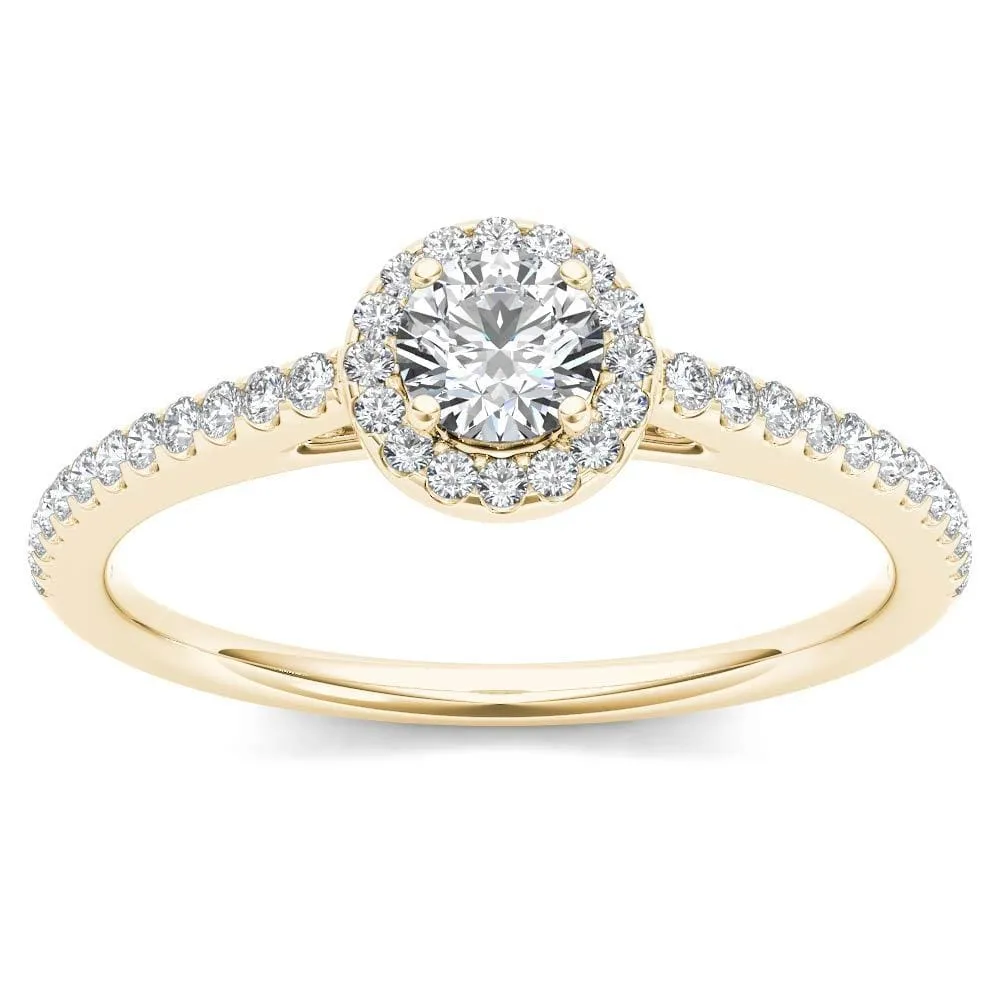 De Couer IGI Certified 14k Yellow Gold 1/2ct TDW Diamond Halo Engagement Ring sold by Zulily