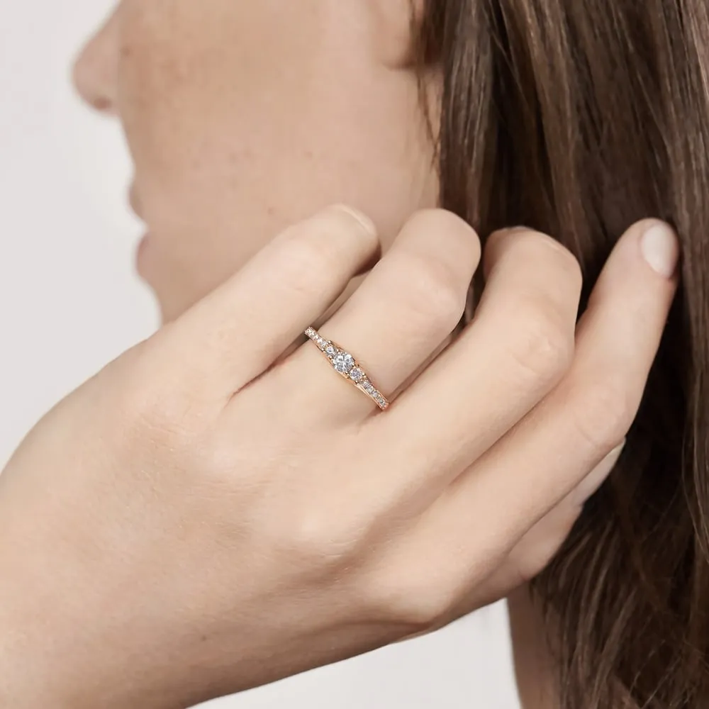 De Couer IGI Certified 10k Rose Gold 1/3ct TDW Diamond Three-Stone Anniversary Ring - Pink sold by Zulily product image thumbnail 2