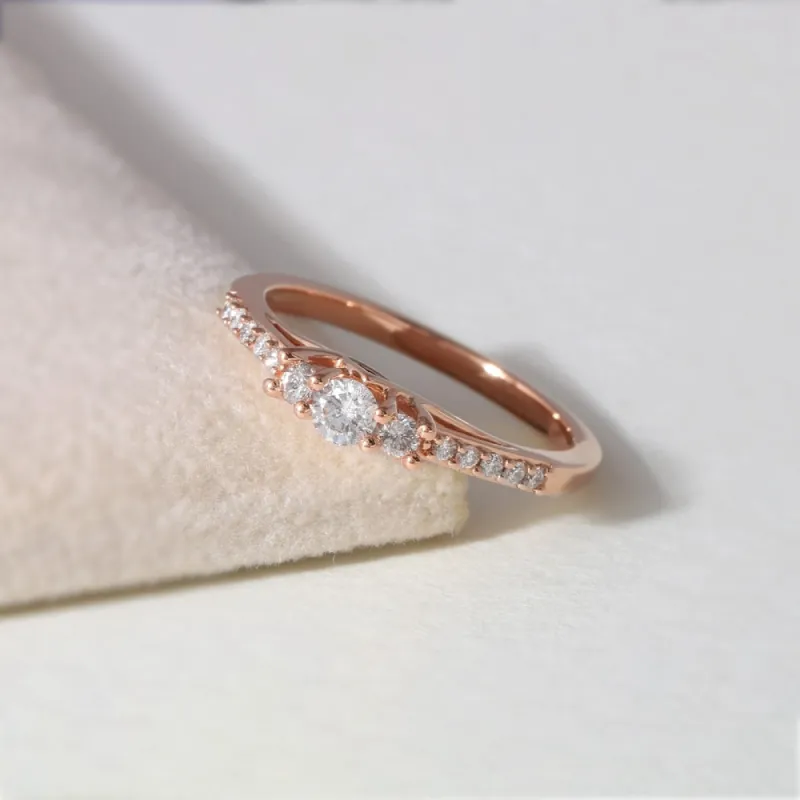 De Couer IGI Certified 10k Rose Gold 1/3ct TDW Diamond Three-Stone Anniversary Ring - Pink sold by Zulily