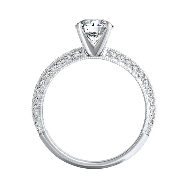 Auriya 14k Gold Vintage 4ct Round Moissanite and 3/8ctw Diamond Engagement Ring sold by Zulily