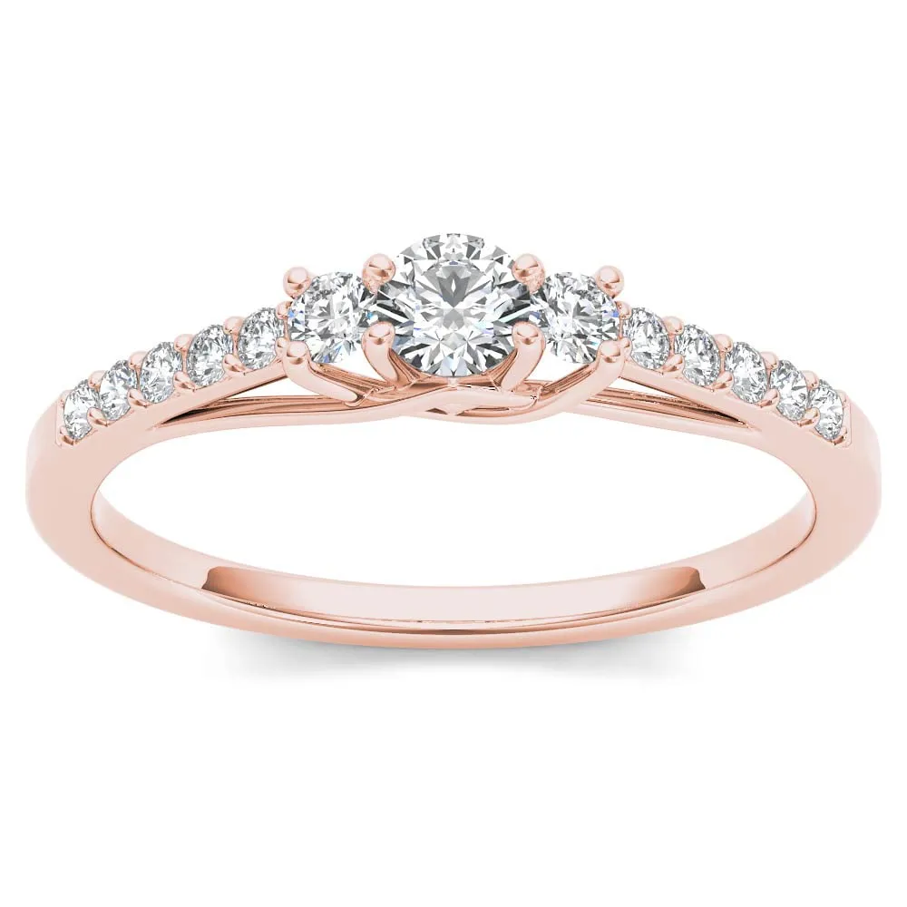 De Couer IGI Certified 10k Rose Gold 1/3ct TDW Diamond Three-Stone Anniversary Ring - Pink sold by Zulily product image thumbnail 5