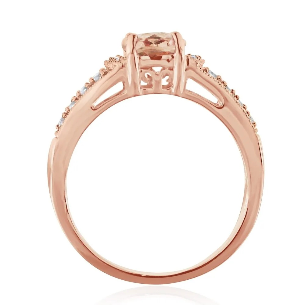 Auriya Vintage 1 1/5ct Oval Morganite and 1/4ctw Diamond Engagement Ring 10K Rose Gold sold by Zulily product image thumbnail 5