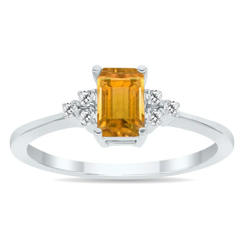 Citrine and Diamond Regal Ring in 10K White Gold sold by Zulily