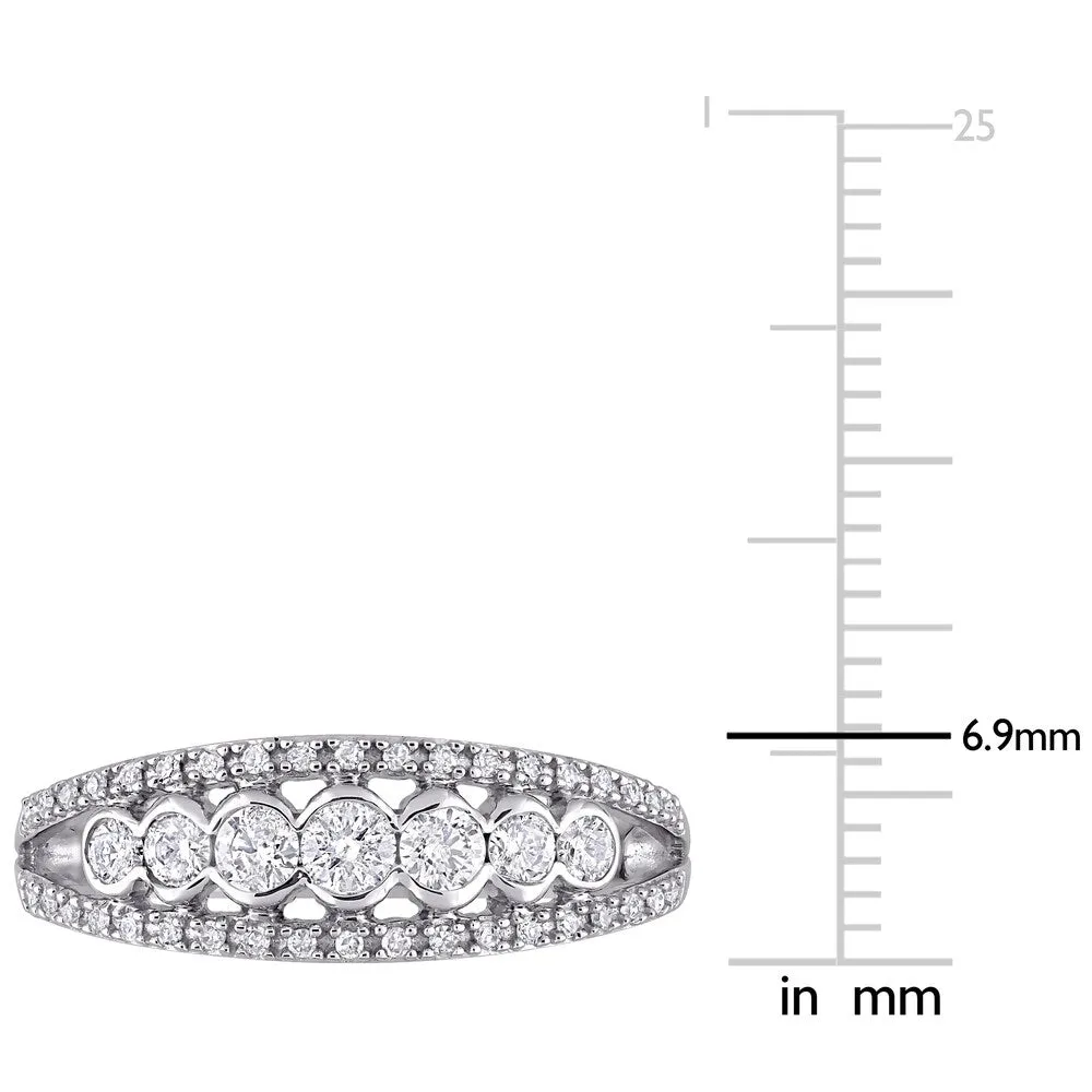Miadora 10k White Gold 1/2ct TDW Diamond Semi-eternity Band Ring sold by Zulily product image thumbnail 5