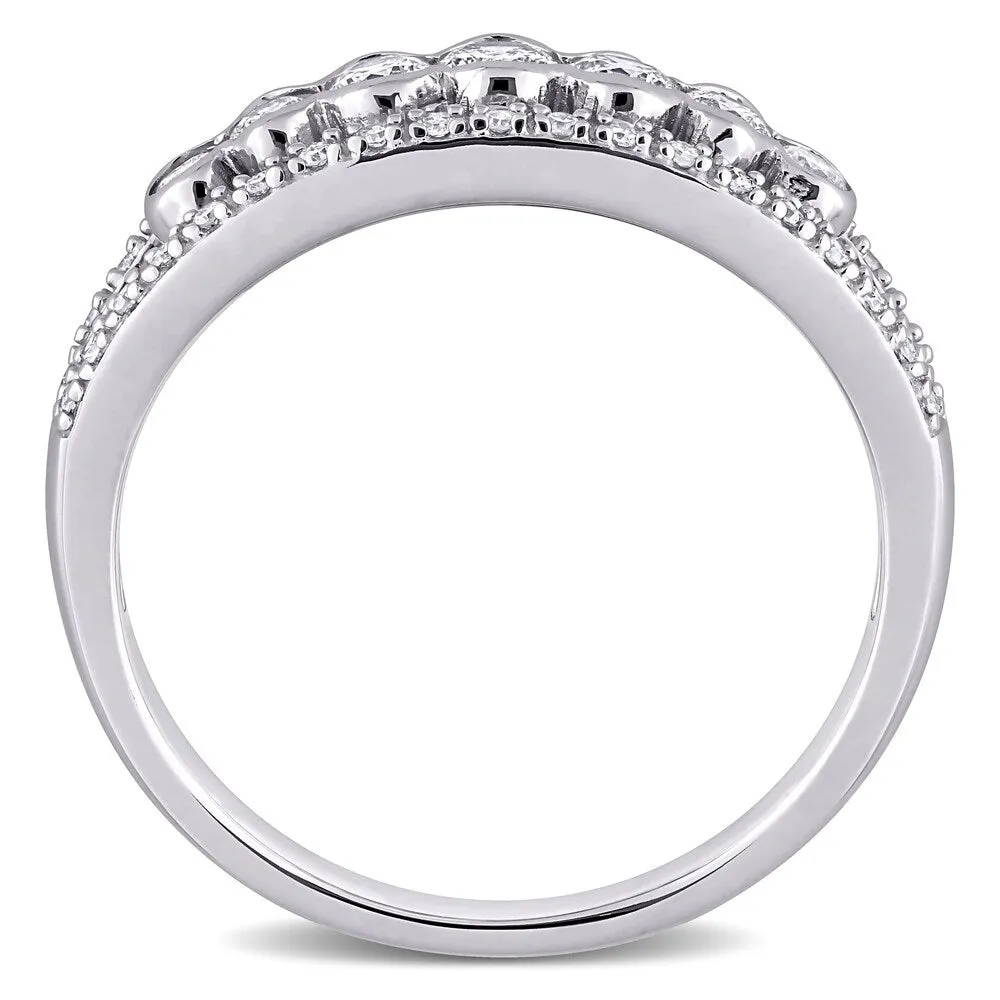 Miadora 10k White Gold 1/2ct TDW Diamond Semi-eternity Band Ring sold by Zulily product image thumbnail 4